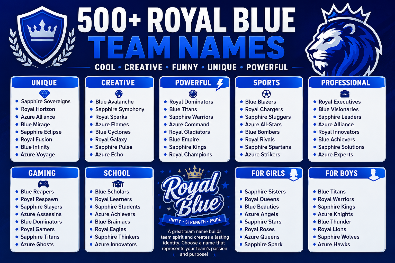 royal blue team names