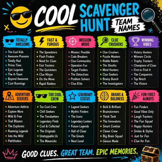 scavenger hunt team names